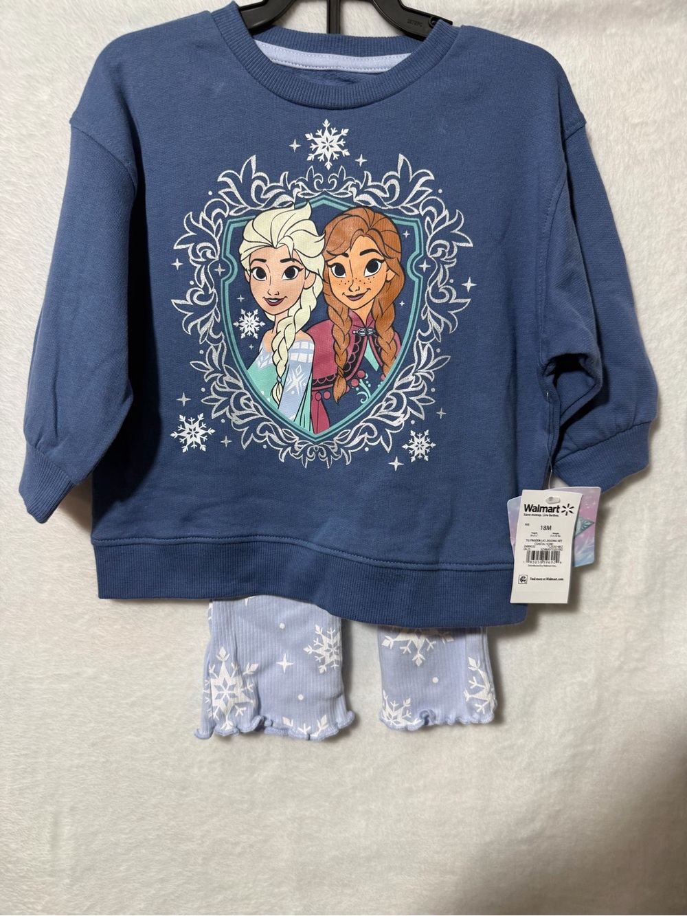 Disney Frozen Girls Navy Sweatshirt Set with Elsa & Anna